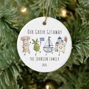 Greek Getaway Personalized Family Trip Ceramic Ornament