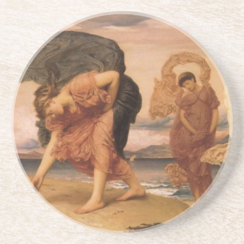 Greek Girls Picking Up Pebbles By Lord Leighton Coaster