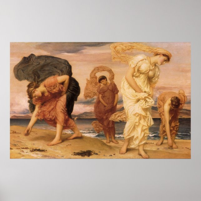 Greek Girls Picking Up Pebbles By Lord Leighton Poster (Front)