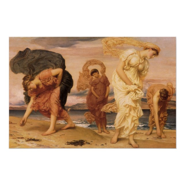 Greek Girls Picking Up Pebbles By Lord Leighton Poster (Front)