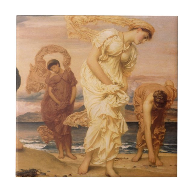 Greek Girls Picking Up Pebbles By Lord Leighton Tile (Front)