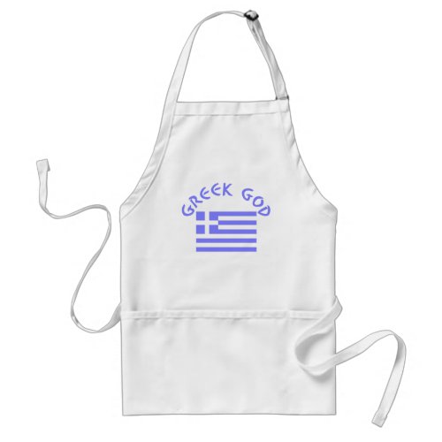 Greek God and Flag of Greece Adult Apron