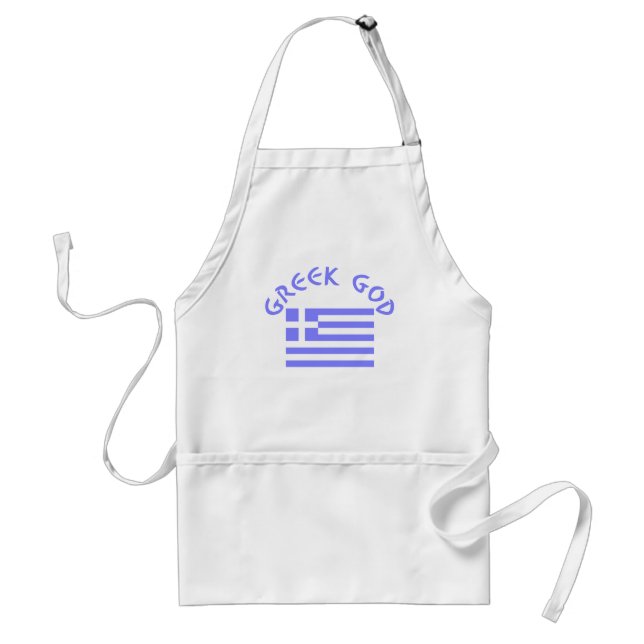 Greek God and Flag of Greece Adult Apron (Front)