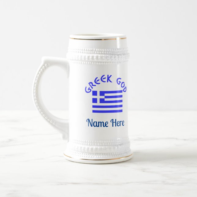 Greek God and Flag of Greece Beer Stein (Left)