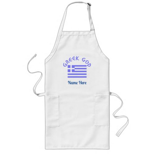 Greek God and Flag of Greece Personalized  Long Apron