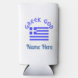 Greek God and Flag of Greece Personalized  Seltzer Can Cooler