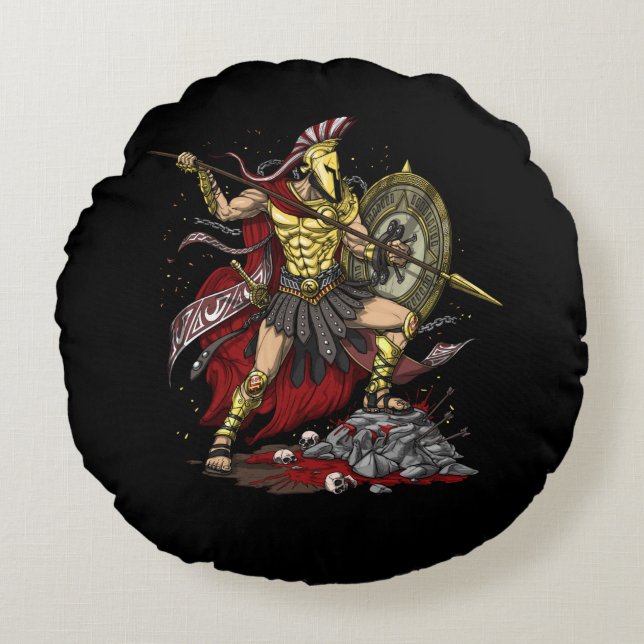 Greek God Ares Round Pillow (Front)