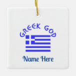 Greek God Flag of Greece Personalized  Ceramic Ornament