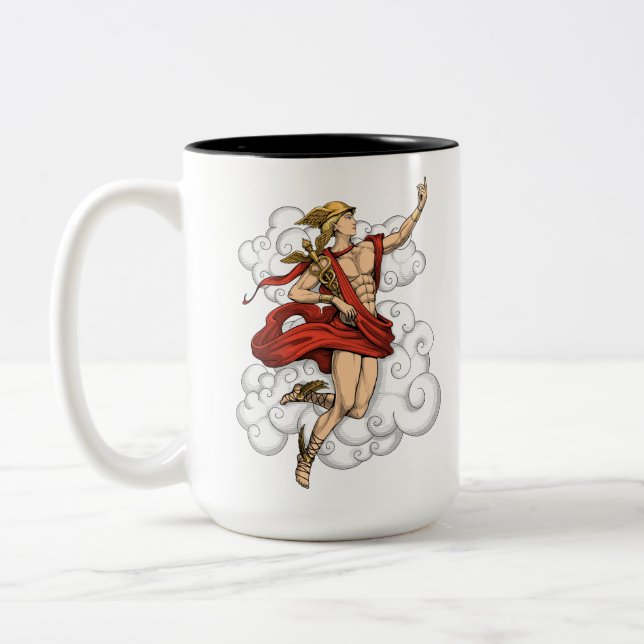 Greek God Hermes Two-Tone Coffee Mug (Left)