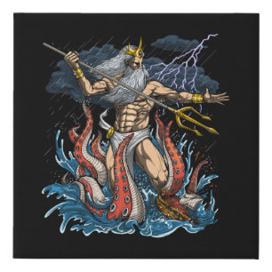 Greek God Poseidon Faux Canvas Print
