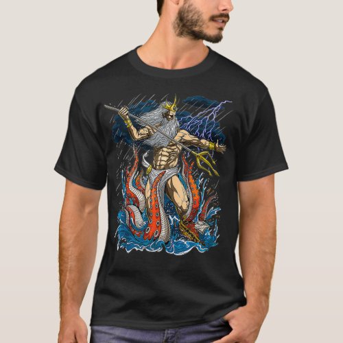 Greek God Poseidon Trident Ancient Greek Mythology T_Shirt