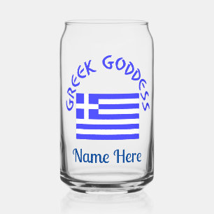 Greek Goddess and Flag of Greece Personalized Can Glass