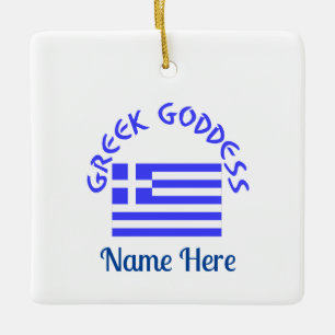 Greek Goddess and Flag of Greece Personalized Ceramic Ornament
