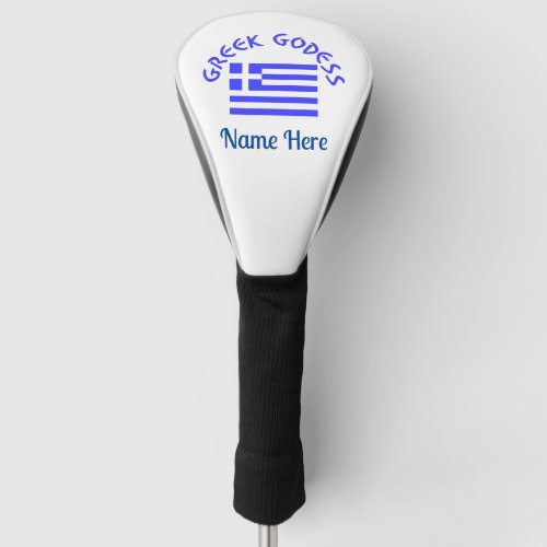 Greek Goddess and Flag of Greece Personalized  Golf Head Cover