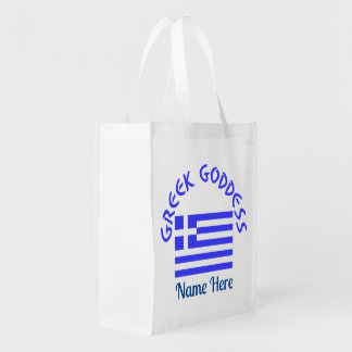 Greek Goddess and Flag of Greece Personalized  Grocery Bag