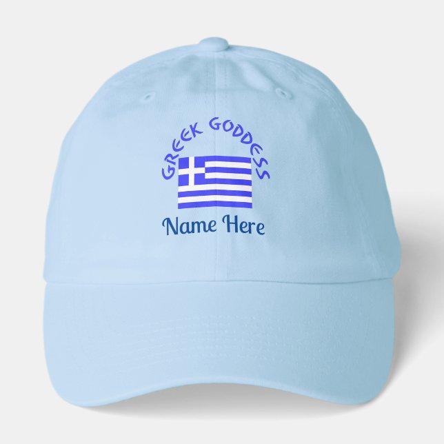 Greek Goddess and Flag of Greece Personalized  Hat (Front)