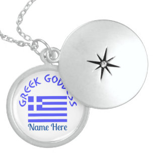Greek Goddess and Flag of Greece Personalized Locket Necklace