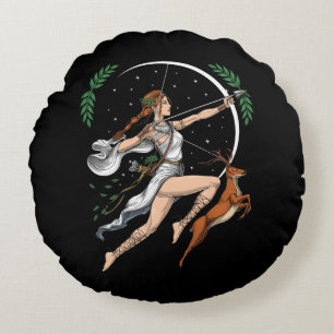 Greek Goddess Artemis Round Pillow