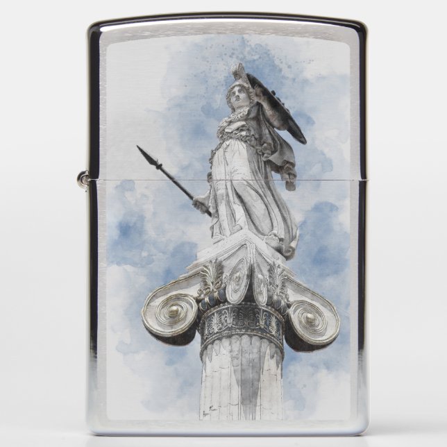 Greek Goddess Athena – Classic Marble Statue Zippo Lighter (Front)
