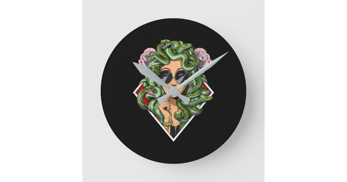 Greek Goddess Medusa Round Clock Zazzle