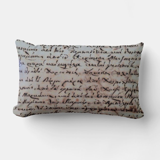 greek greece ancient hand writing text letters ink lumbar pillow (Front)