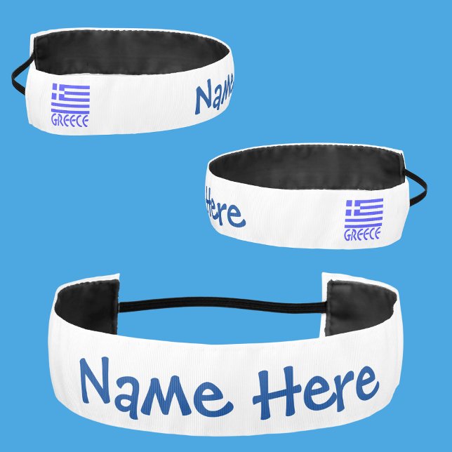 Greek Greece Flag Blue Personalization  Athletic Headband (Creator Uploaded)