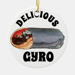 Greek Gyro Pita Meat Sandwich Mediterranean Food Ceramic Ornament