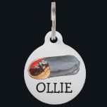 Greek Gyro Pita Meat Sandwich Mediterranean Food Pet ID Tag<br><div class="desc">Design features an original illustration of a foil-wrapped Greek gyro sandwich, consisting of meat, vegetables, and tzatziki sauce, wrapped in pita bread and topped with feta cheese and tomatoes. A staple of the cuisine in Greece and the Mediterranean, and a popular street food in many parts of the world. This...</div>