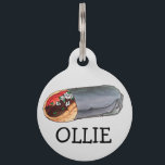 Greek Gyro Pita Meat Sandwich Mediterranean Food Pet ID Tag<br><div class="desc">Design features an original illustration of a foil-wrapped Greek gyro sandwich, consisting of meat, vegetables, and tzatziki sauce, wrapped in pita bread and topped with feta cheese and tomatoes. A staple of the cuisine in Greece and the Mediterranean, and a popular street food in many parts of the world. This...</div>