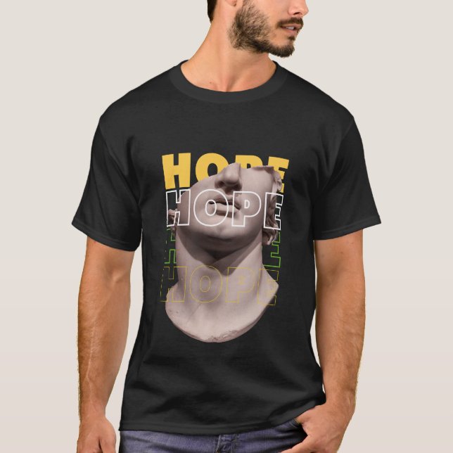 greek head statue with emotional word ( HOPE ) T-Shirt (Front)