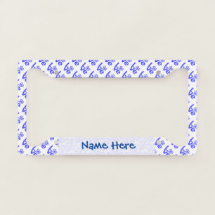 Greek Heart Blue LOVE Tiled Personalized  License Plate Frame