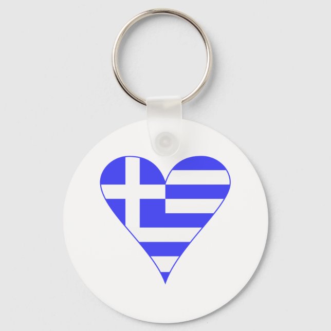 Greek Heart Flag Funky Keychain (Front)