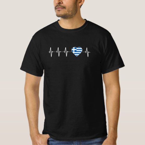 Greek Heartbeat I Love Greece Flag Heart Pride T_Shirt