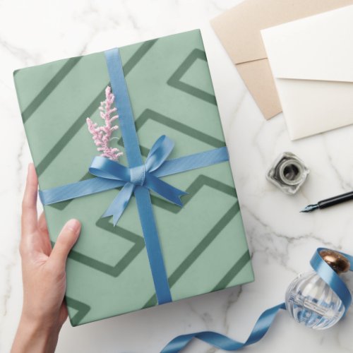Greek Inspiration Geometric Lines Green Pattern Wrapping Paper