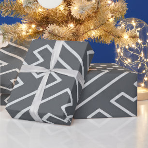 Greek Inspiration Geometric Lines Silver Gray Wrapping Paper
