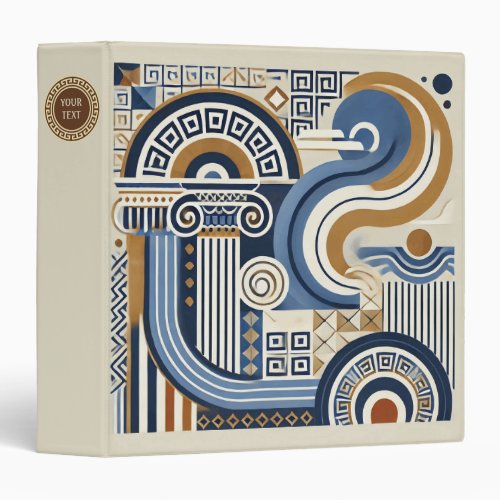 Greek_inspired Abstract Artwork Your Text 3 Ring Binder