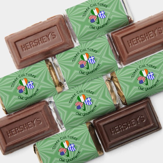 Greek Irish American Shamrock Flag Personalized  Hershey's Miniatures (Assorted)