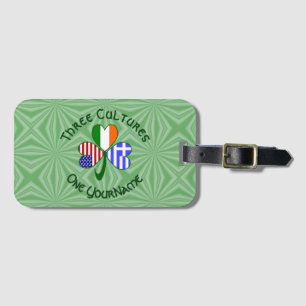 Greek Irish American Shamrock Flag Personalized Luggage Tag