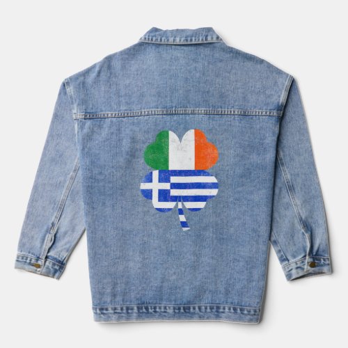 Greek Irish Shamrock Greece Ireland Flag St Patric Denim Jacket