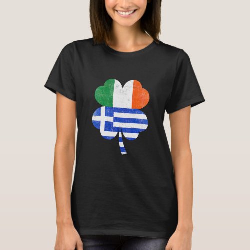 Greek Irish Shamrock Greece Ireland Flag St Patric T_Shirt