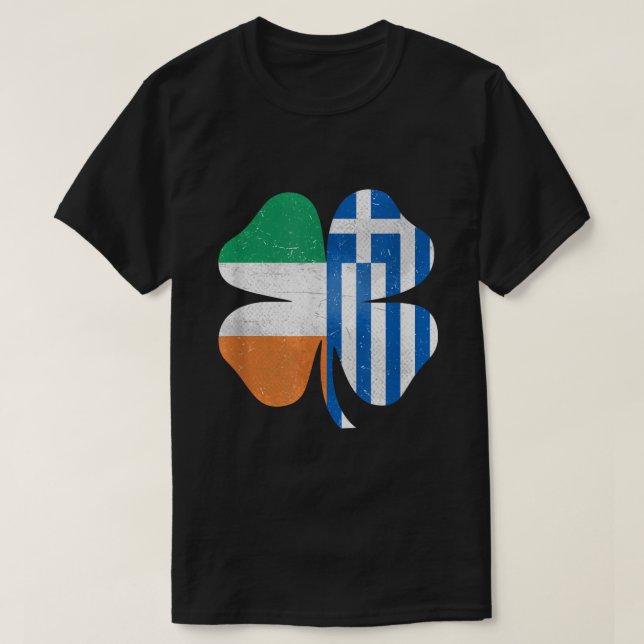 Greek Irish Shamrock Greece Ireland St Patricks Da T-Shirt (Design Front)