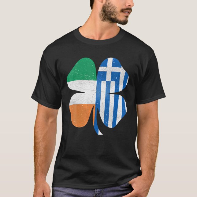 Greek Irish Shamrock Greece Ireland St. Patrick's T-Shirt (Front)