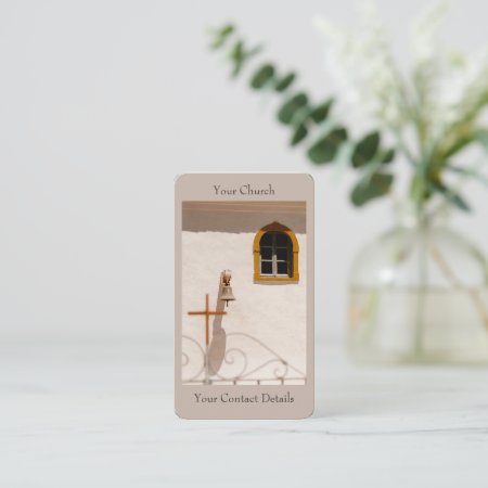Greek Island Church With Cross And Bell Paxos Business Card