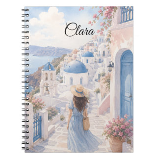 Greek Island Girl theme Personalized name Notebook