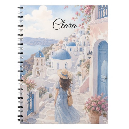 Greek Island Girl theme Personalized name Notebook