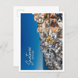 Greek island of Santorini amazing travel panorama Postcard