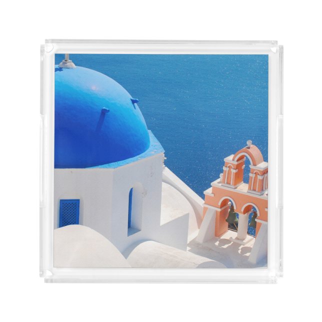 Greek Island Santorini Acrylic Tray (Front)