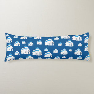 Greek Island Santorini Blue Dome Church Body Pillow