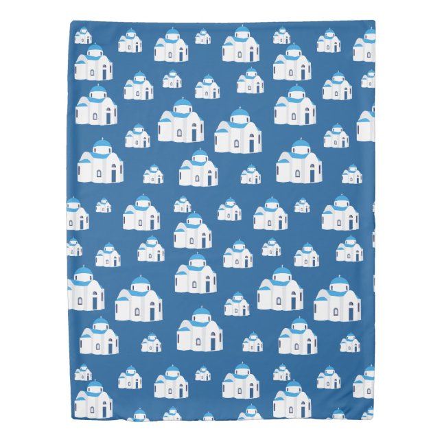 Greek Island Santorini Blue Dome Church  Duvet Cover (Front)