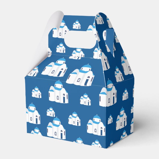Greek Island Santorini Blue Dome Church  Favor Boxes (Front Side)